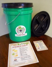 The five-gallon bucket and informational material that each program participant received. 