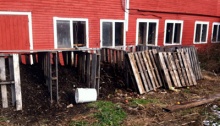 The outdoor multi-bin compost system at the Farm Between.